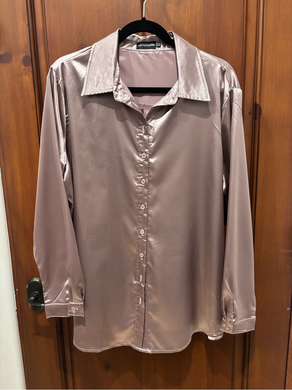 Silky Long-Sleeve Oversized Button-Up Shirt